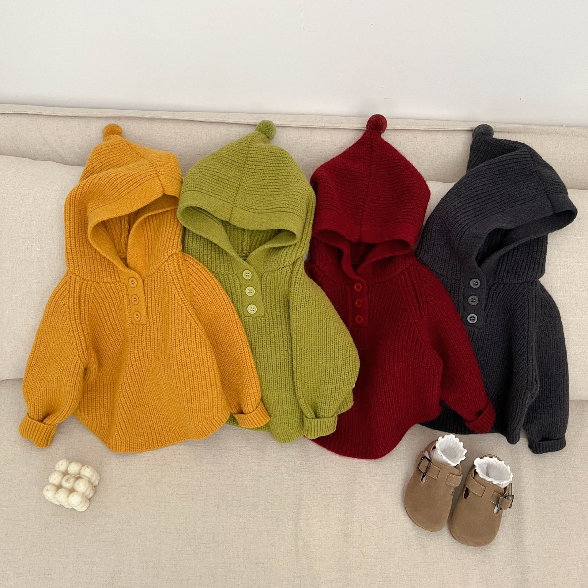 Thickened Hooded Knitted Pullover For Spring And Autumn