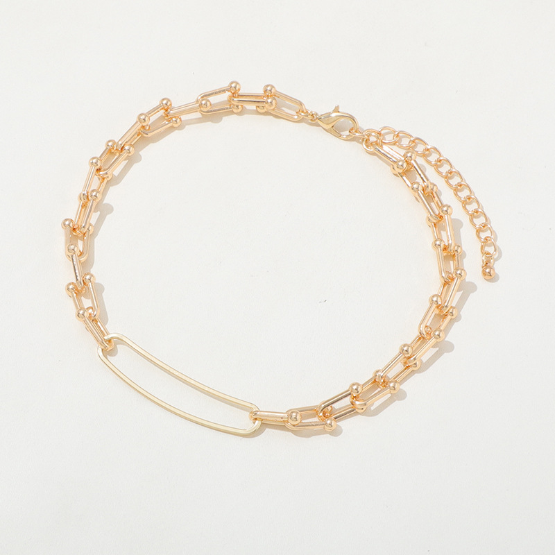 European And American High-grade Retro U-shaped Double-layer Metal Chain Tag Necklace