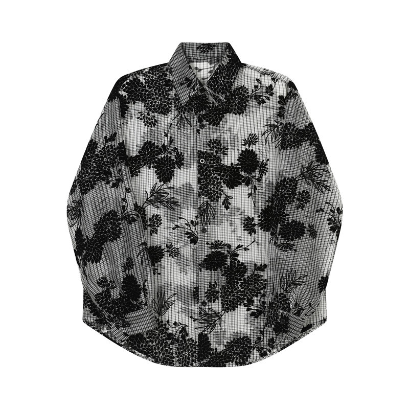 Mens Jacquard Hollow-Out Casual Shirt