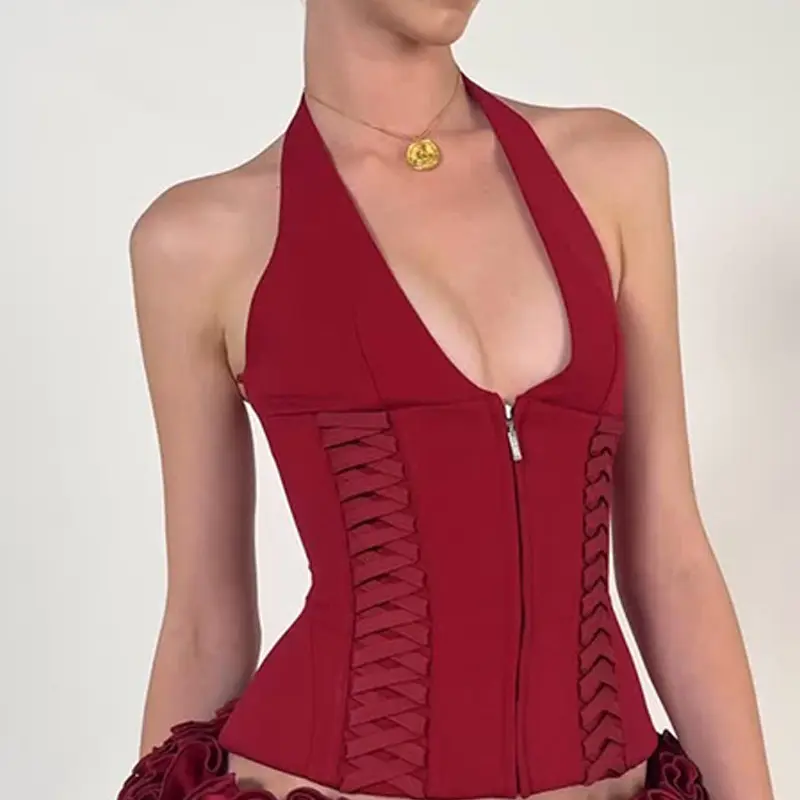 Crossover Strap Design Cropped Tank Spicy Girl