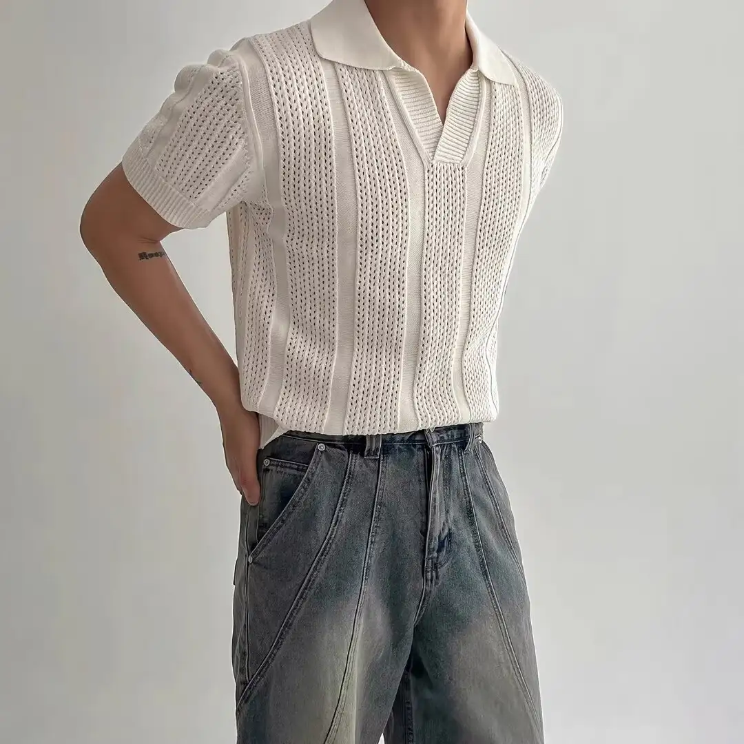 Fashion Men's Versatile Summer Hollow T-shirt