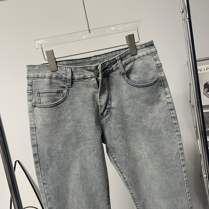 Men's Cotton Jeans Cross High-end Classic Leather Patchwork