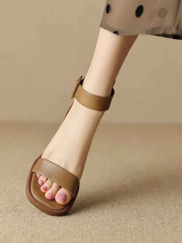 Retro Ankle strap High Heels Women's Platform Khaki - Shop at LoveMi
