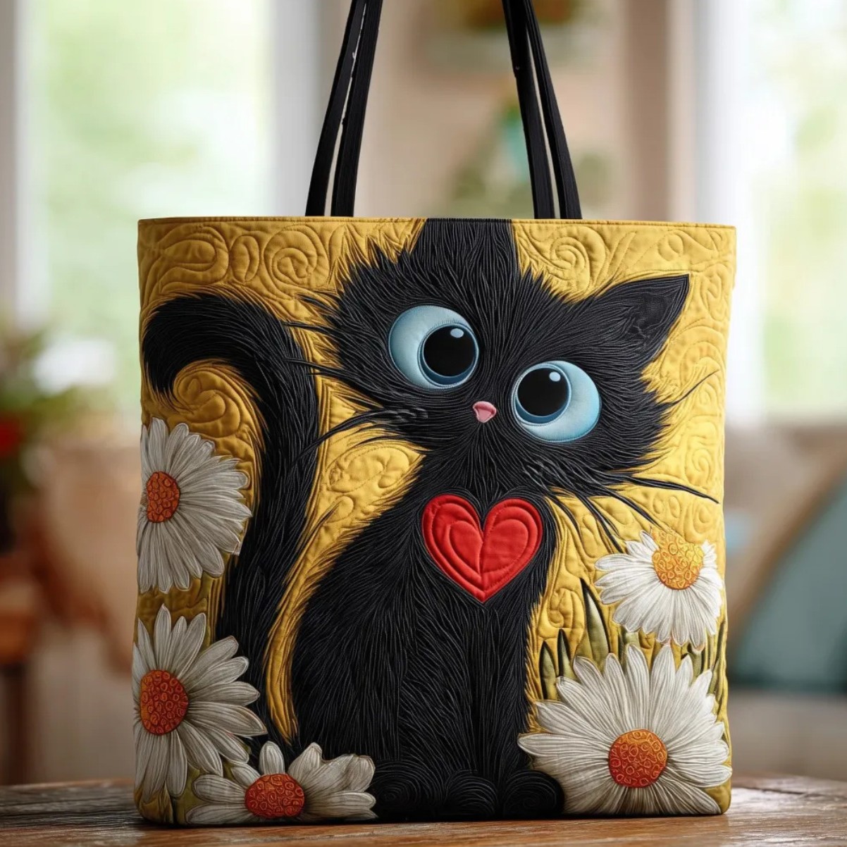 Digital-print Quilting Tote Bag, Commuter Casual Cotton-padded Jacket Bag