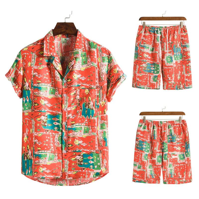 Title 4, Hawaiian Series Beach Style Short-sleeved Shirt...