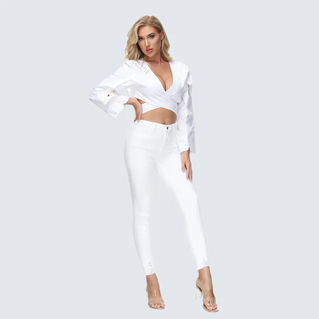 Women's White Ankle Tight High Waist Skinny Jeans White - Shop at LoveMi