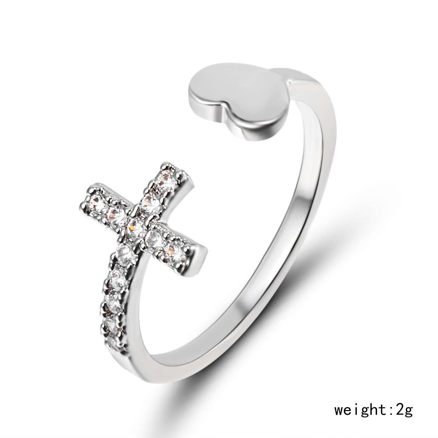 Cross Ornament Diamond Cross Peach Temperament Women's Open Ring