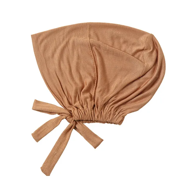 New Elastic Elastic Lace up Ethnic Headscarf Chemotherapy Base Hat 7 Camel - Shop at LoveMi