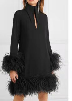 European And American Style Stitching Plush Long-sleeved Dress - 3