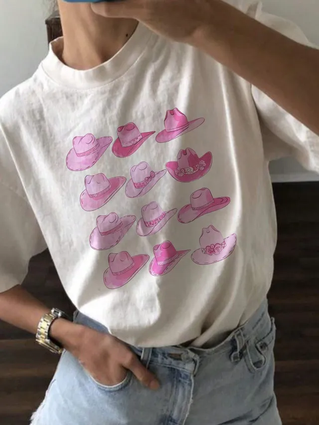 Stylish Versatile Slim fit Womens T shirt With A Printed Pattern White - Shop at LoveMi