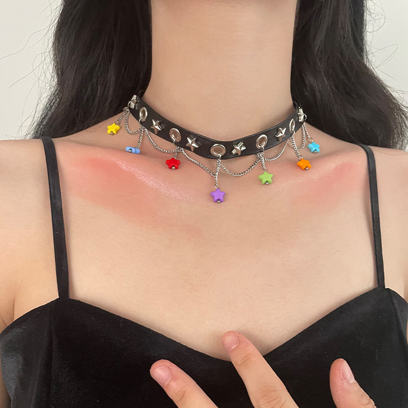 Colorful XINGX Tassel Necklace Sweet Cool Punk