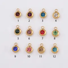 65mm Gold Titanium Steel 12 Birthstone Pendant Ornaments Accessories - 7Bright Red - View 1