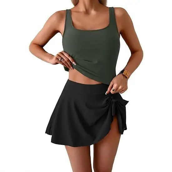 Stylish Slim-Fit Womens Two-Piece Swimsuit With Drawstrings On Both Sides