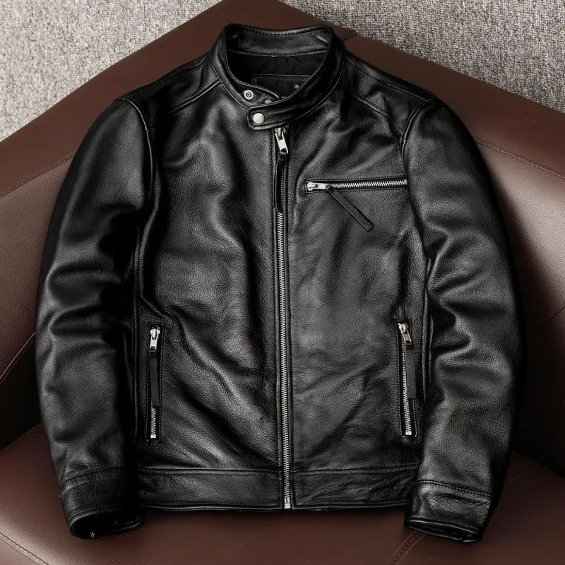 Leather Men's Stand Collar Jacket Coat Youth