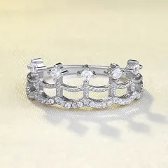 S925 Silver Lace Skirt Ring - R1300 Crown Ring - View 1
