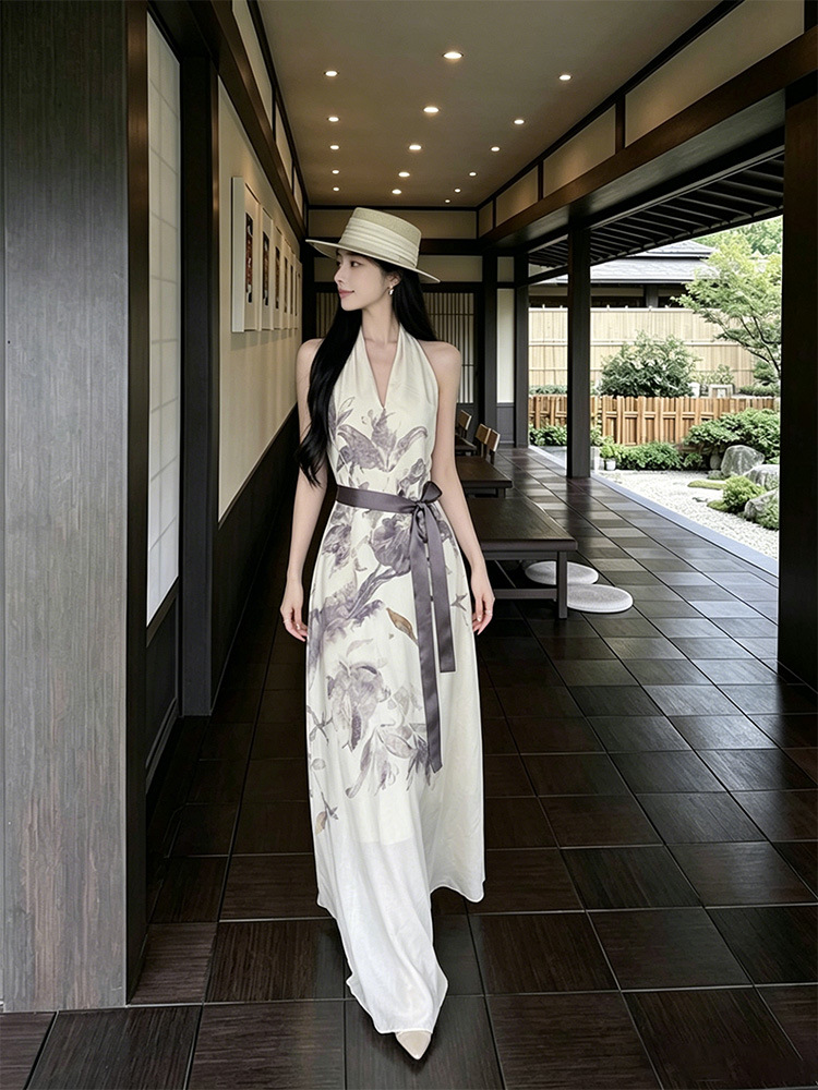 New Chinese-style V-neck Halter-neck Sleeveless Vest Dress 3bc5377e 760c 4213 A324 28e4d2a5644c