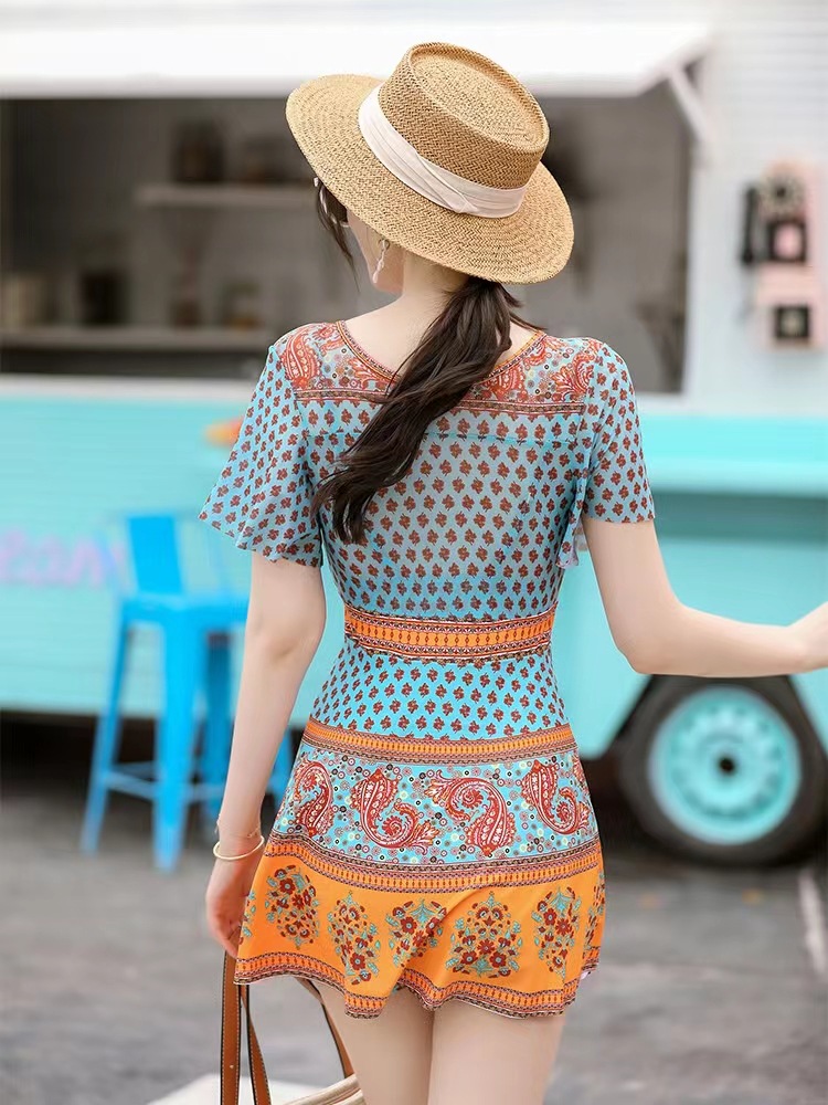 Covering Belly One-piece Skirt Boxer Steel Bracket Gather Swimwear