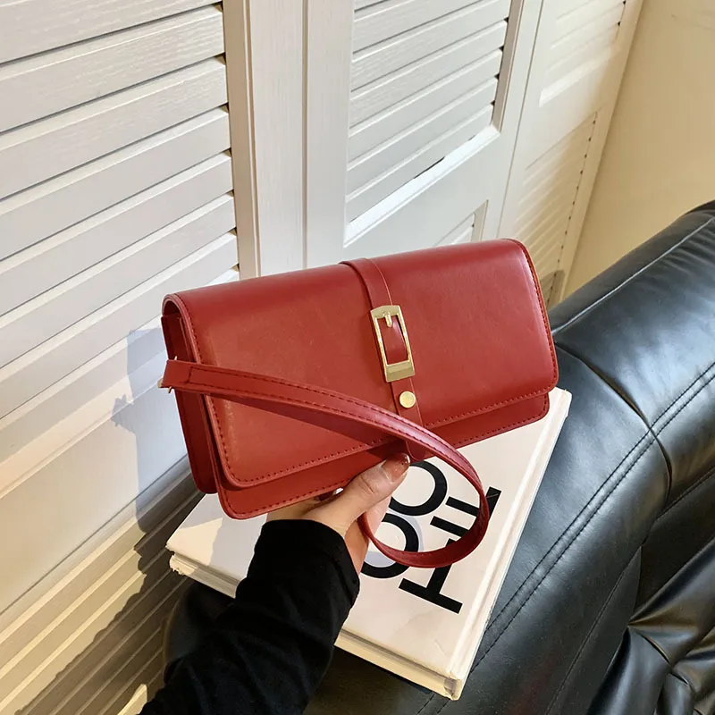 Women's Stylish Retro Minimalism Elegant Shoulder Bag - Red