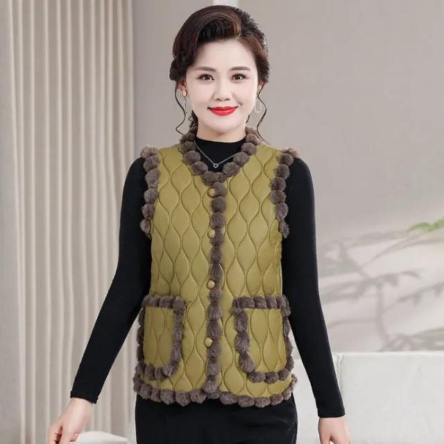 Middle aged And Elderly Fall Winter Coat Mom Vest Green - Shop at LoveMi