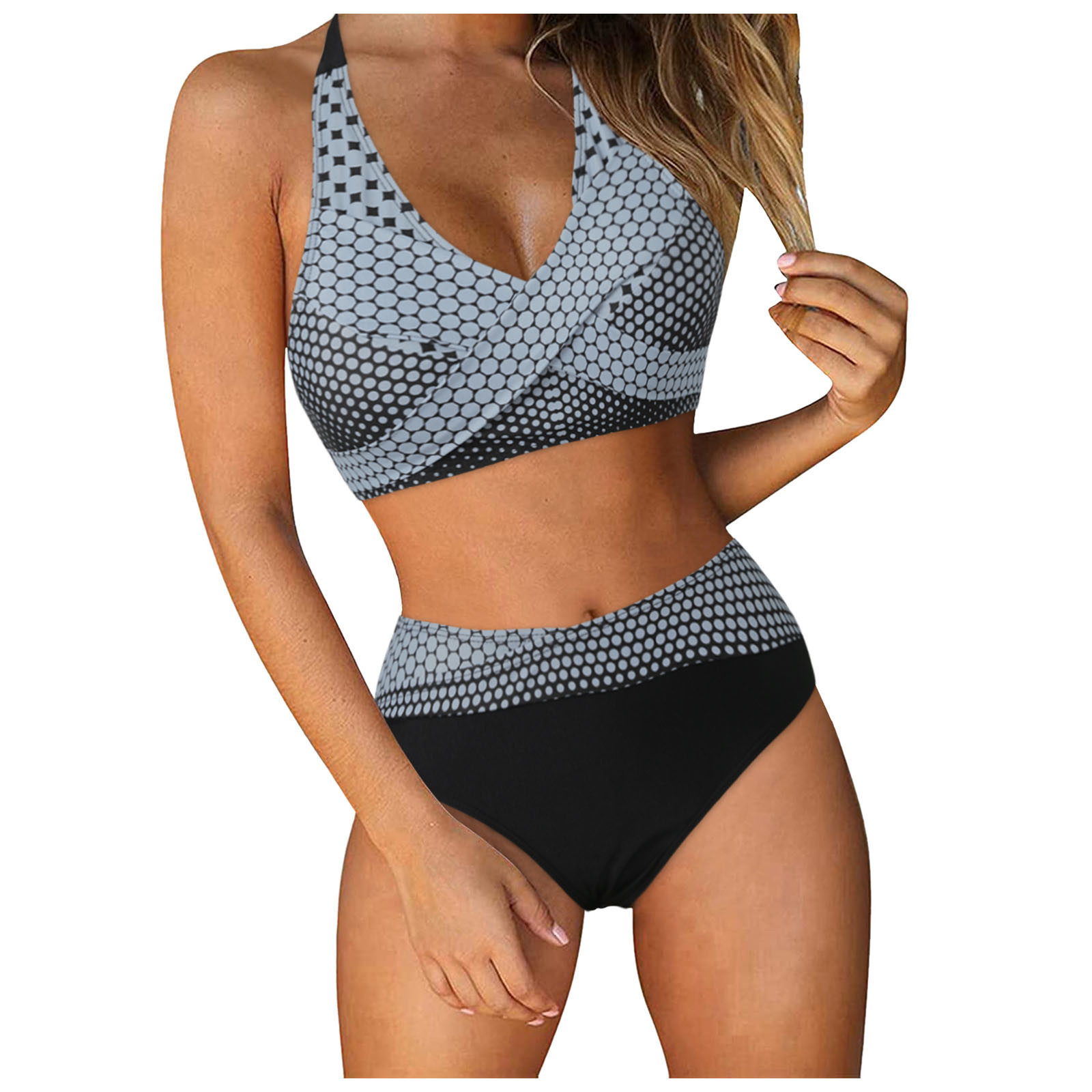 Women's Two Piece Swimsuit - Floral Print Bikini Set with High Cut Bottoms and Push Up Top for Beach Vacation