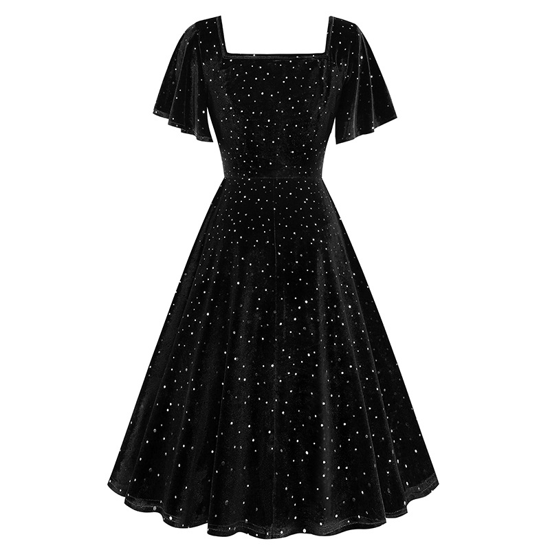 Title 8, Floating Sleeve Gilding Velvet Retro Dress