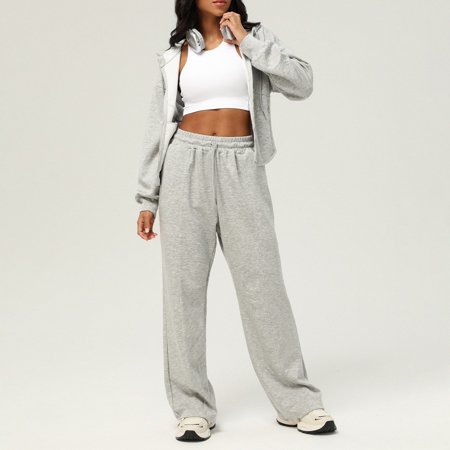 New Autumn And Winter Leisure Sweatpants Loose Hooded Coat