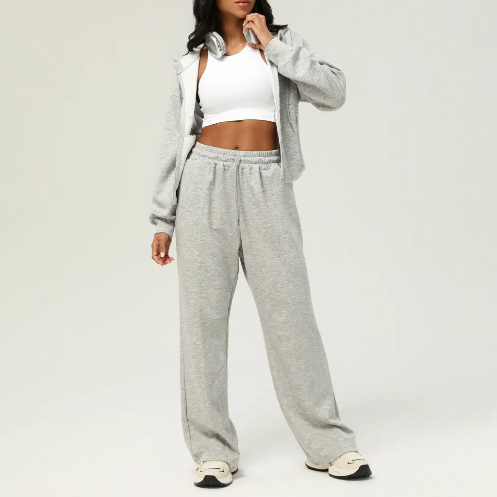 New Autumn And Winter Leisure Sweatpants Loose Hooded Coat - Flower Gray