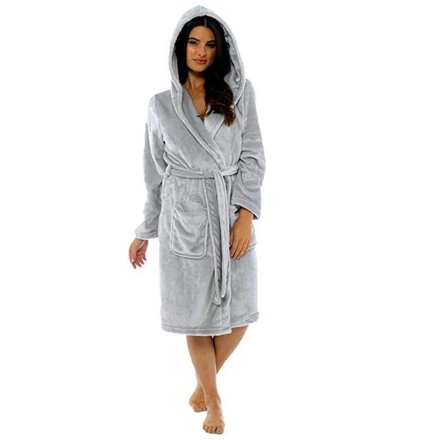 Women's Long Bathrobe With Belt Gray - Shop at LoveMi