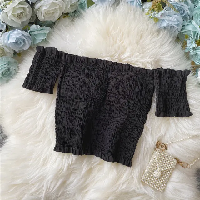 Sexy Floral Chiffon Shirt Short sleeved Summer Western Style Black - Shop at LoveMi