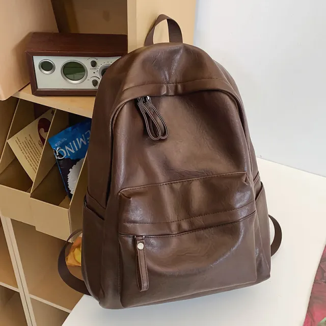 Forest inspired Minimalist Large capacity Soft leather Backpack Red - Shop at LoveMi