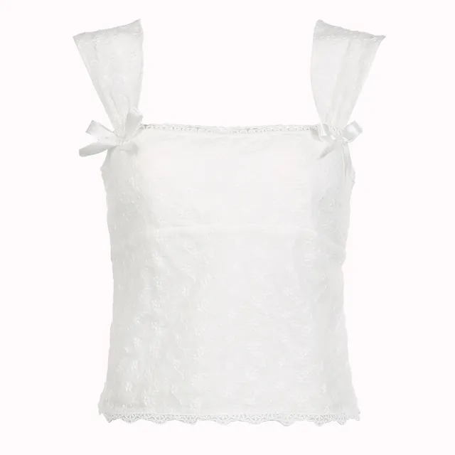 Sweet And Gentle Jacquard Inner Wear Blouse Female Bow Bandage White - Shop at LoveMi