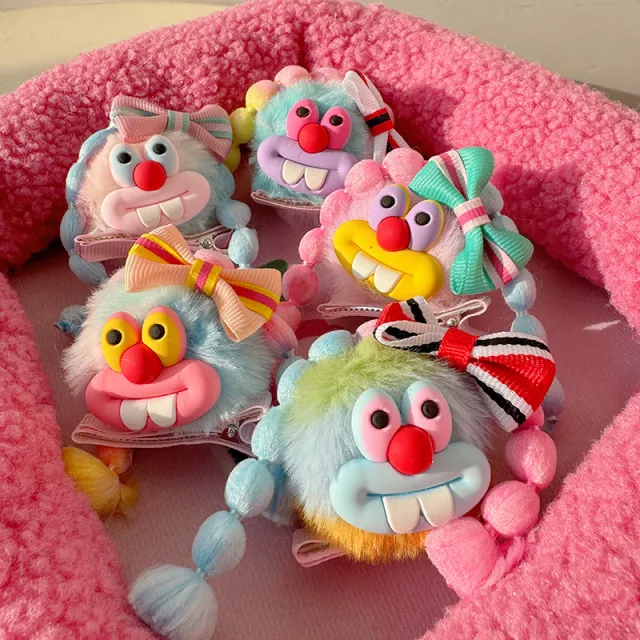 Korean Color Hair Ball Hair Clip Duckbilled Headdress 5 Pieces Per Set - Shop at LoveMi