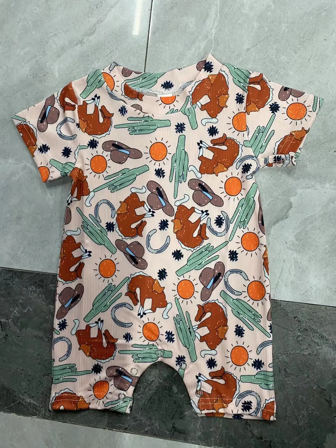 Animal Print Sunken Stripe One-piece Romper