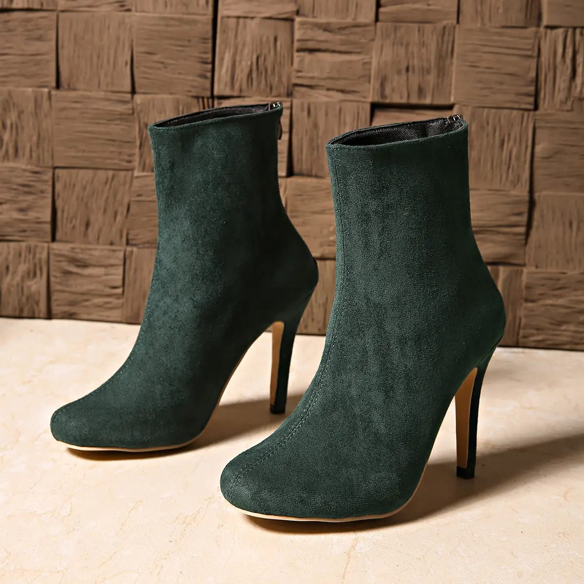 Womens Stylish Figure-flattering Suede High-heeled Ankle Boots