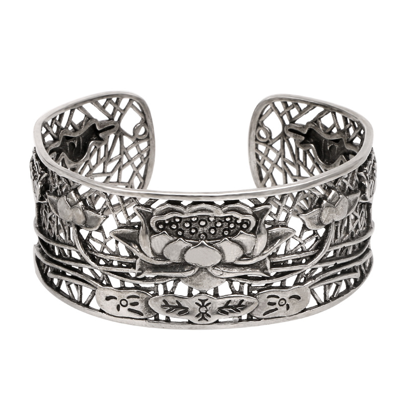 Brass Lotus Wide Brim Bracelet