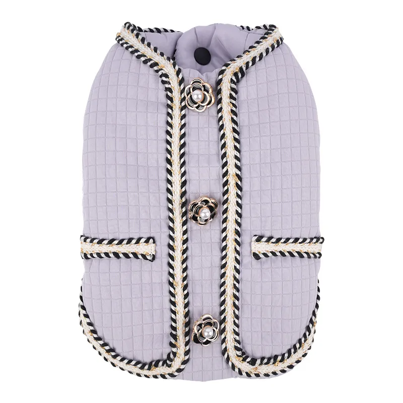 Pet Clothes Autumn And Winter Quilted Coat Warm - Light Purple