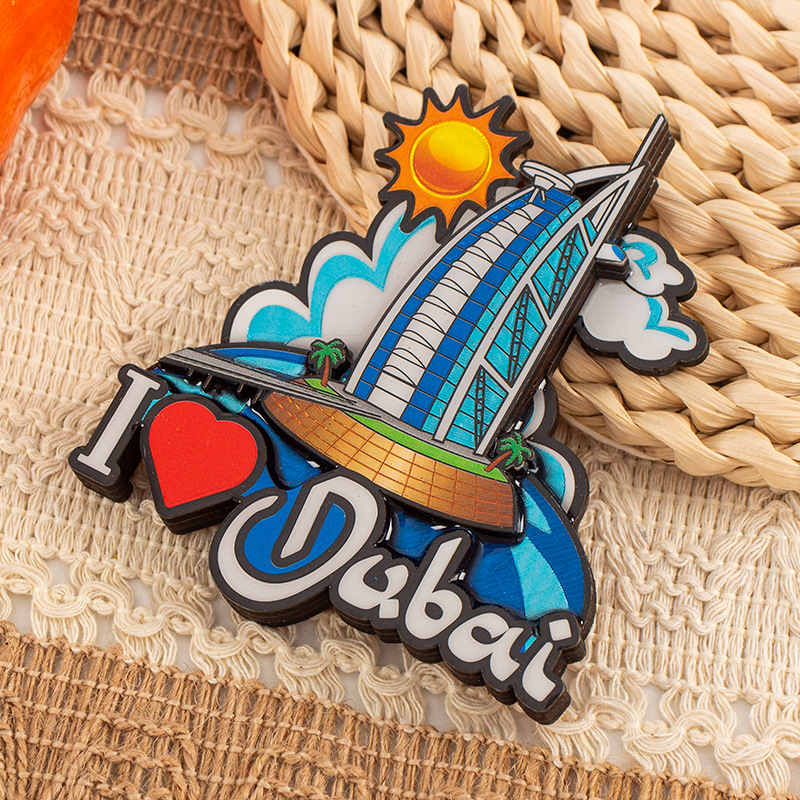 Wooden Dubai Tower And Burj Al Arab Fridge Magnet thumbnail 3