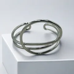Women's Stylish Opening Geometric Bracelet - Silver - View 1