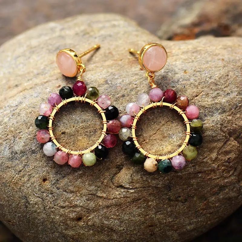 Tourmaline Crystal Purely Handmade Earrings