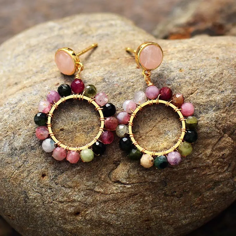 Tourmaline Crystal Purely Handmade Earrings