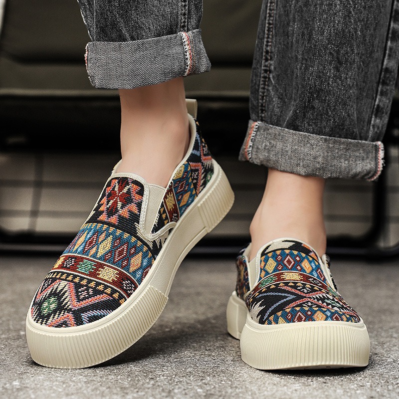 Low-top Trendy Shoes Jacquard Pattern Plus-size Chunky-soled Sneakers