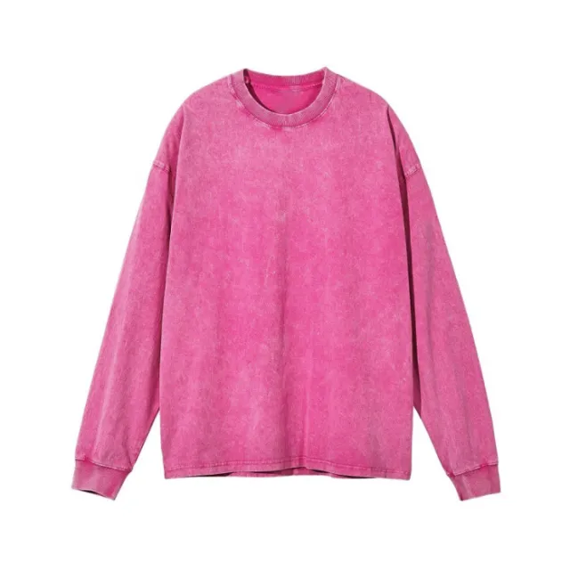 American Retro Double Yarn Cotton Worn Looking Washed out T shirt Top Rose - Shop at LoveMi