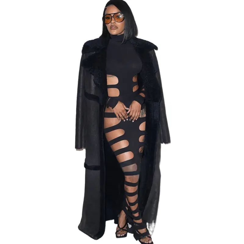 Sexy Cutout Ripped Tight Long Sleeve Skirt