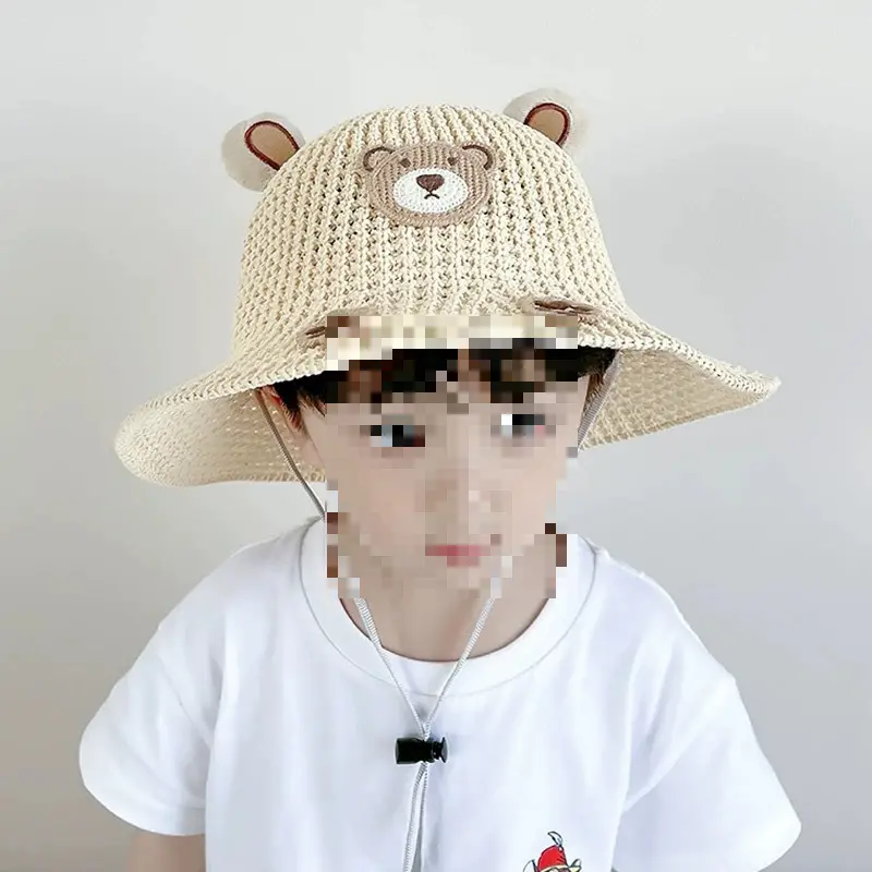 Bear Sun-proof Straw Hat Baby Travel Breathable