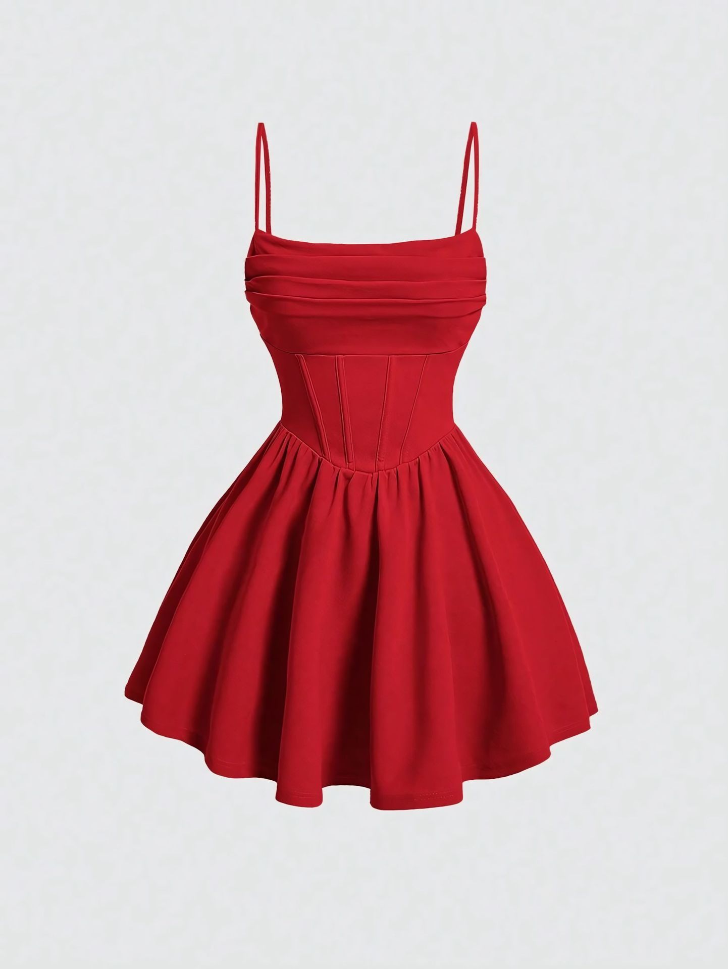 Sexy Dress Solid Color Pleated Back Zipper Sling Dress - Image 6
