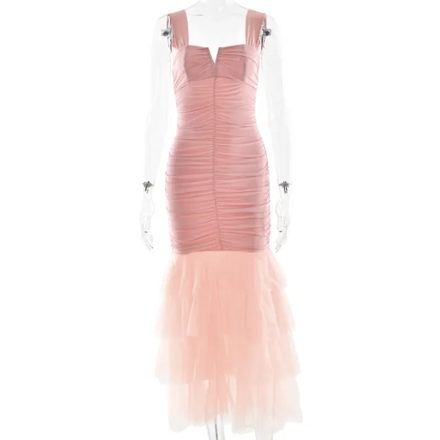 Sexy Patchwork Suspender Dress Pink - Shop at LoveMi