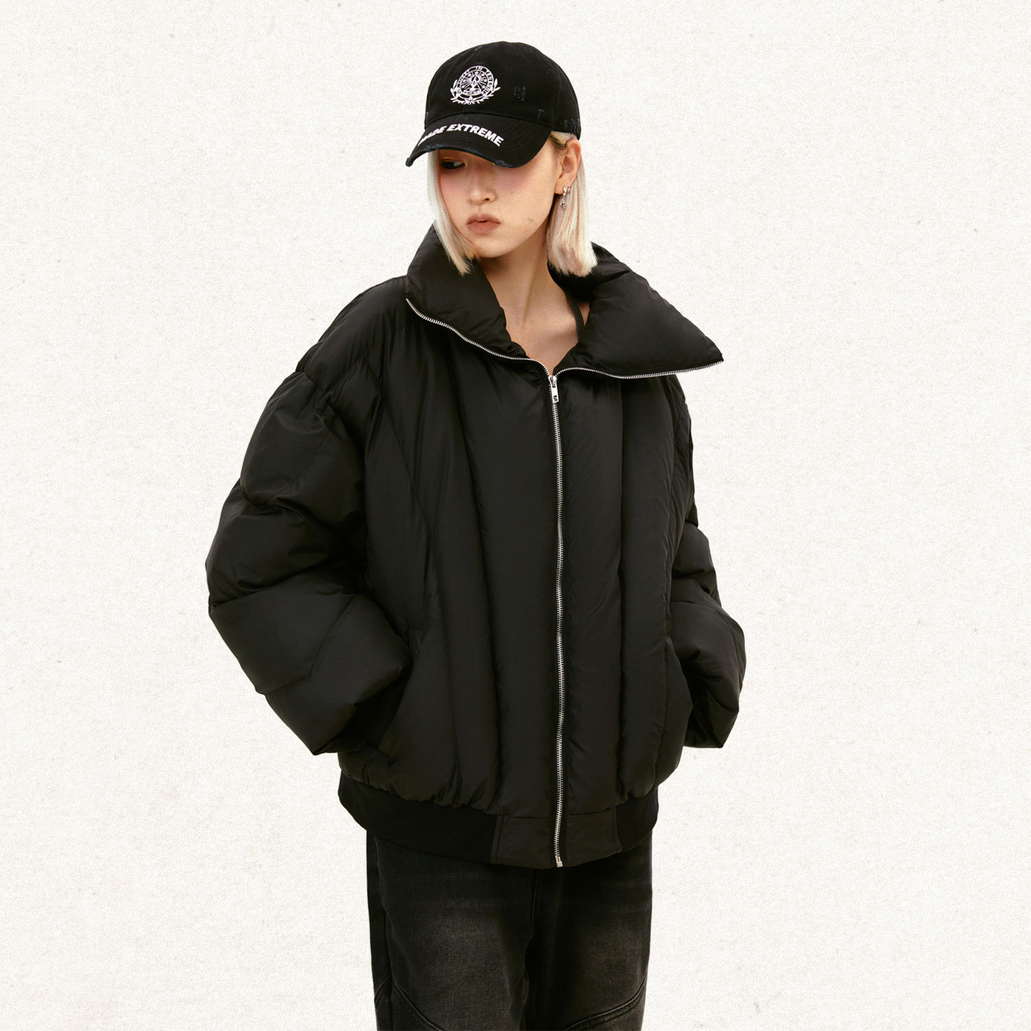 Special-interest Design Lapel Cotton Padded Thickened Cotton Coat Jacket