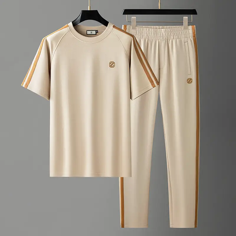 Men's Ice Silk Style Ironing-free Sweat-absorbent Breathable Short Sleeve Suit
