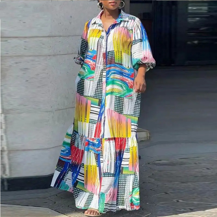 Plus Size Long Dress New Women's Printing