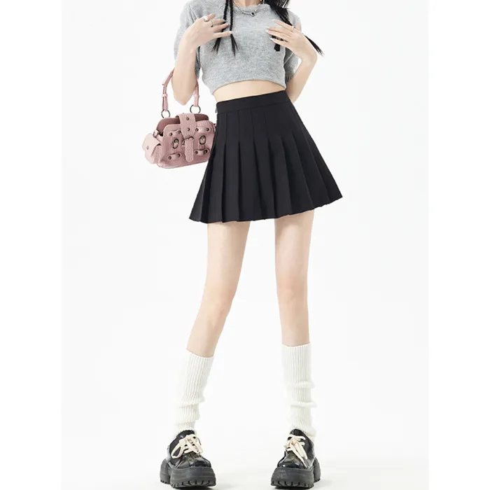 Spring And Summer Black Pleated Skirt Small Slim Fit All-matching - Black